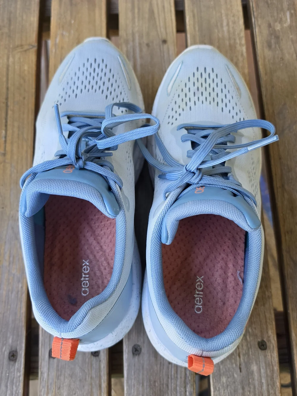 Aetrex Danika Light Blue Orange Arch Support Sneakers AP116W Women’s 10